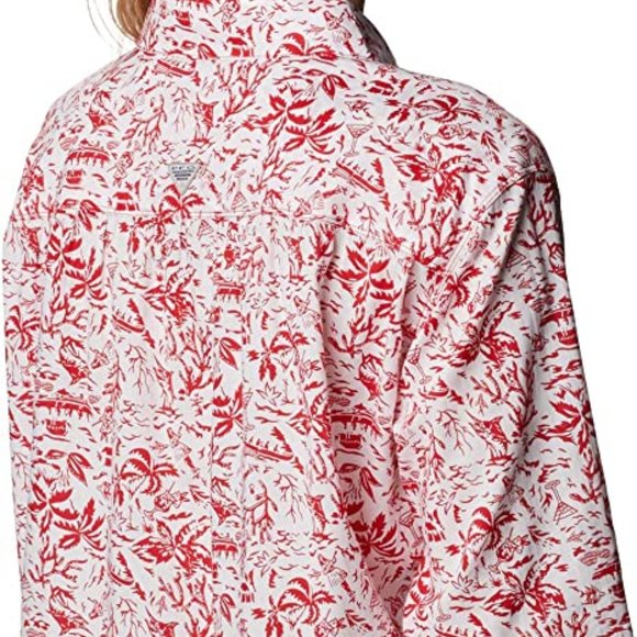 🆕Columbia Women's Slack Water Woven Long Sleeve Shirt, Red Spark Kona Print,NWT - Picture 6 of 6